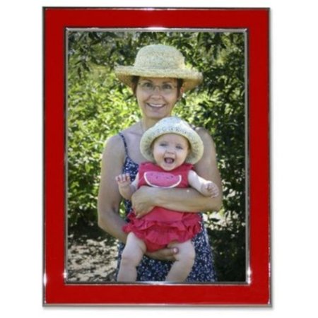 BLUEPRINTS Silver Plated 8x10 Metal with Red Enamel Picture Frame BL740897